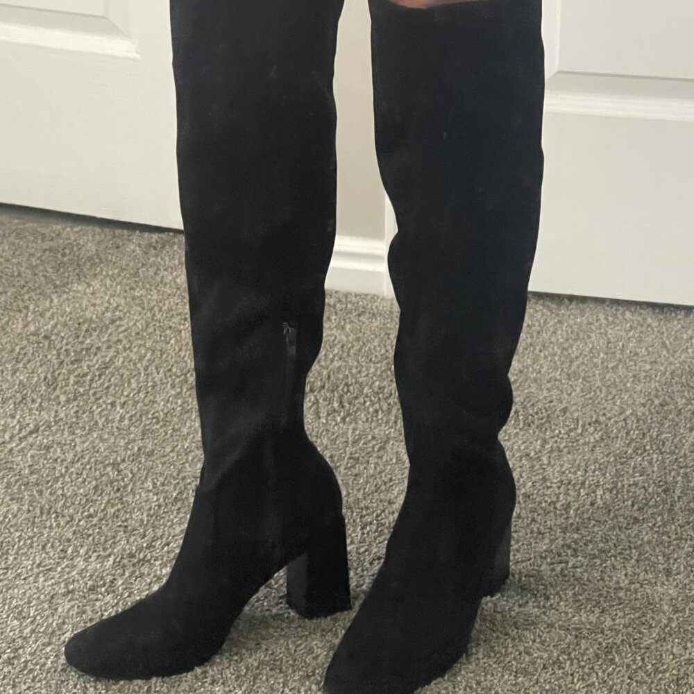 Black Faux Suede Leather Over-the-Knee Women's Boot - SZ 8.5 - Mi.iM Brand
